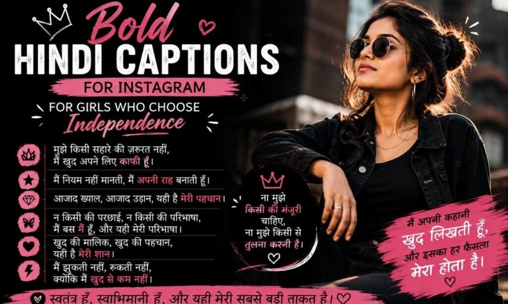 Bold Hindi Captions for Instagram for Girls Who Choose Independence