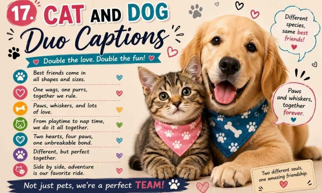 Cat and Dog Duo Captions