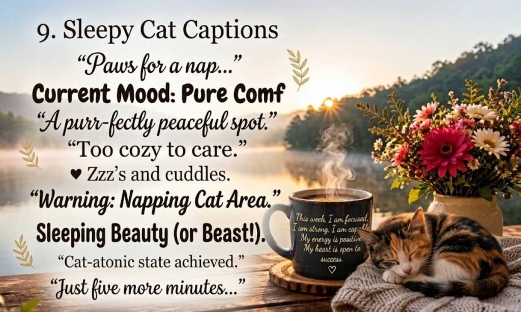 Sleepy Cat Captions