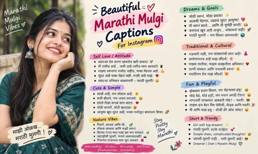 Beautiful Marathi Mulgi Captions for Instagram