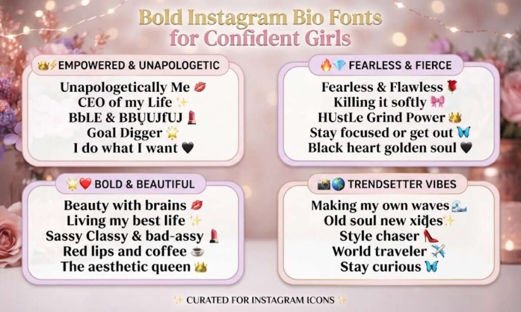 Bold Instagram Bio Fonts for Confident Girls