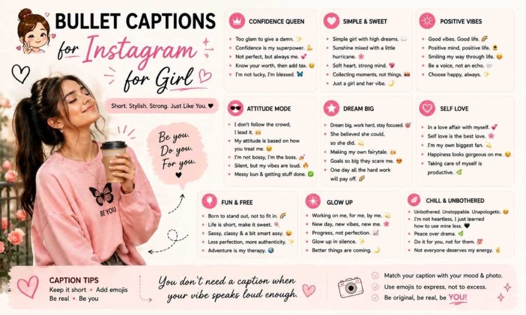 Bullet Captions for Instagram for Girl