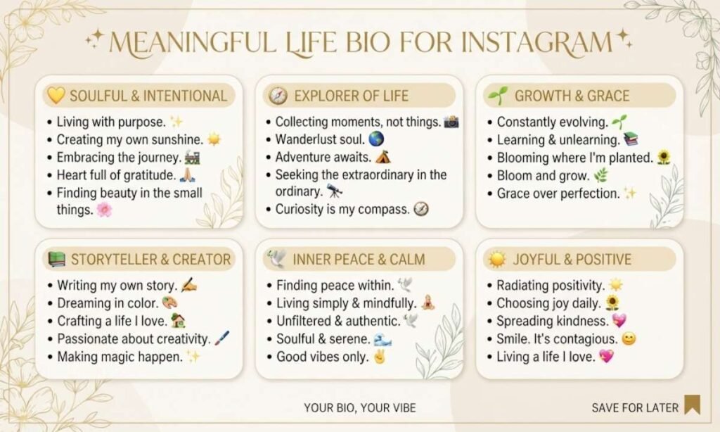Meaningful Life Bio for Instagram