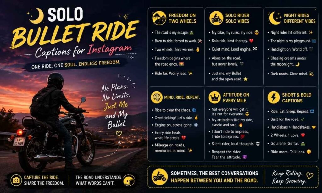 Solo Bullet Ride Captions for Instagram