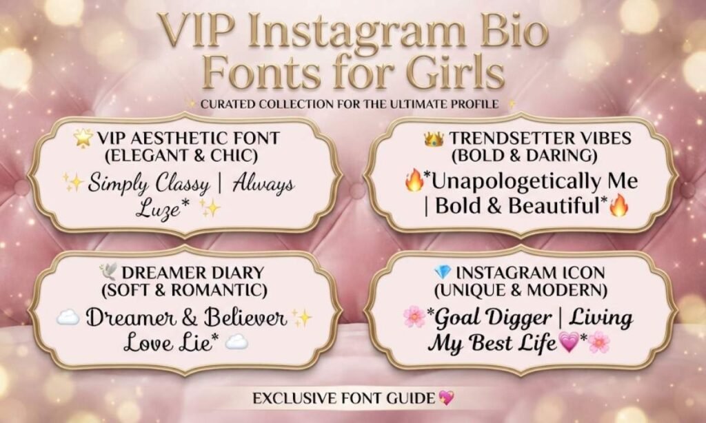 VIP Instagram Bio Fonts for Girls