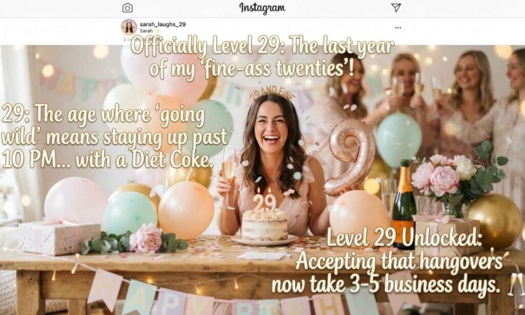 Funny 29th Birthday Captions for Instagram
